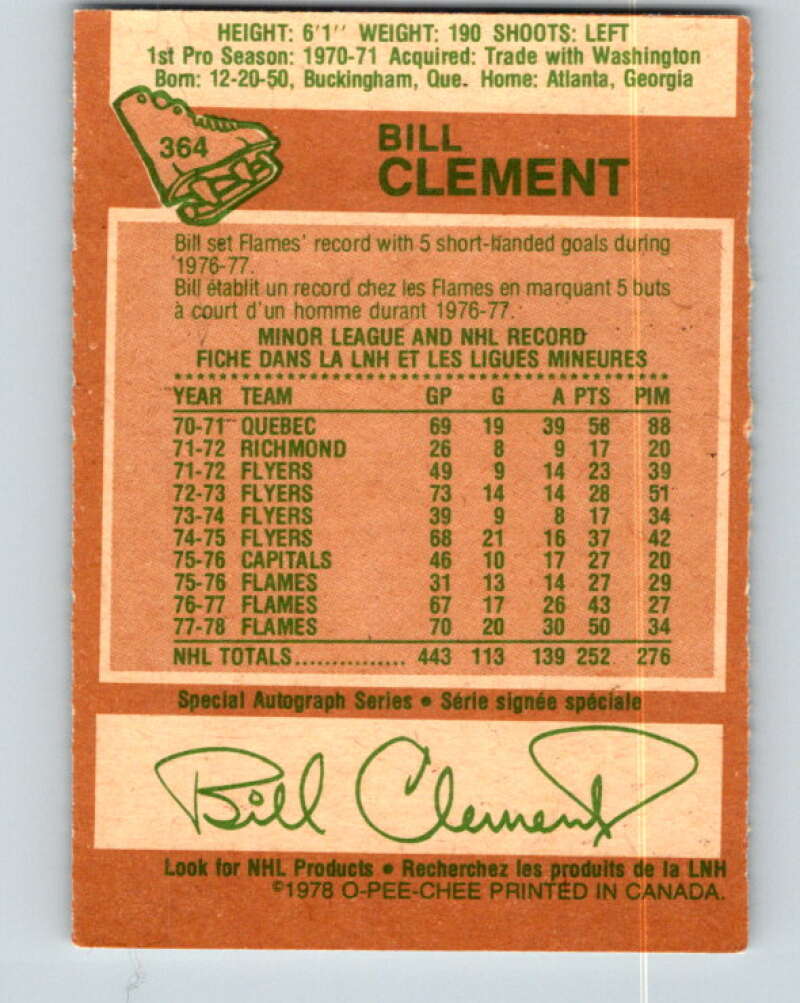 1978-79 O-Pee-Chee #364 Bill Clement  Atlanta Flames  V26072