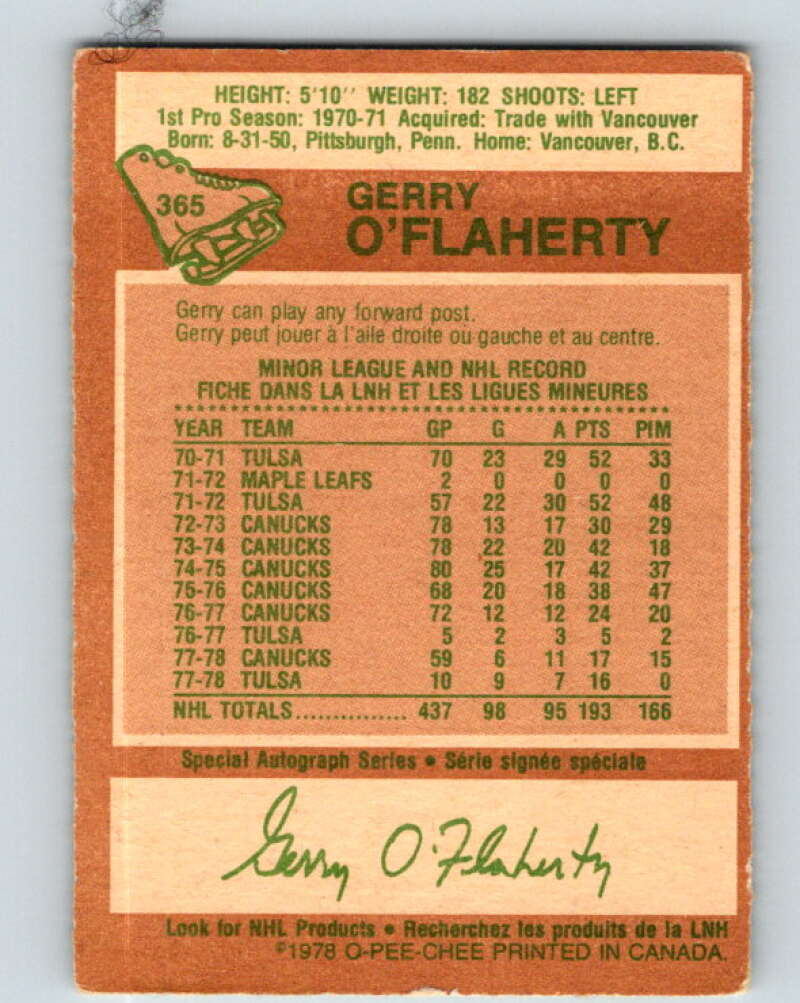 1978-79 O-Pee-Chee #365 Gerry O'Flaherty  Atlanta Flames  V26073