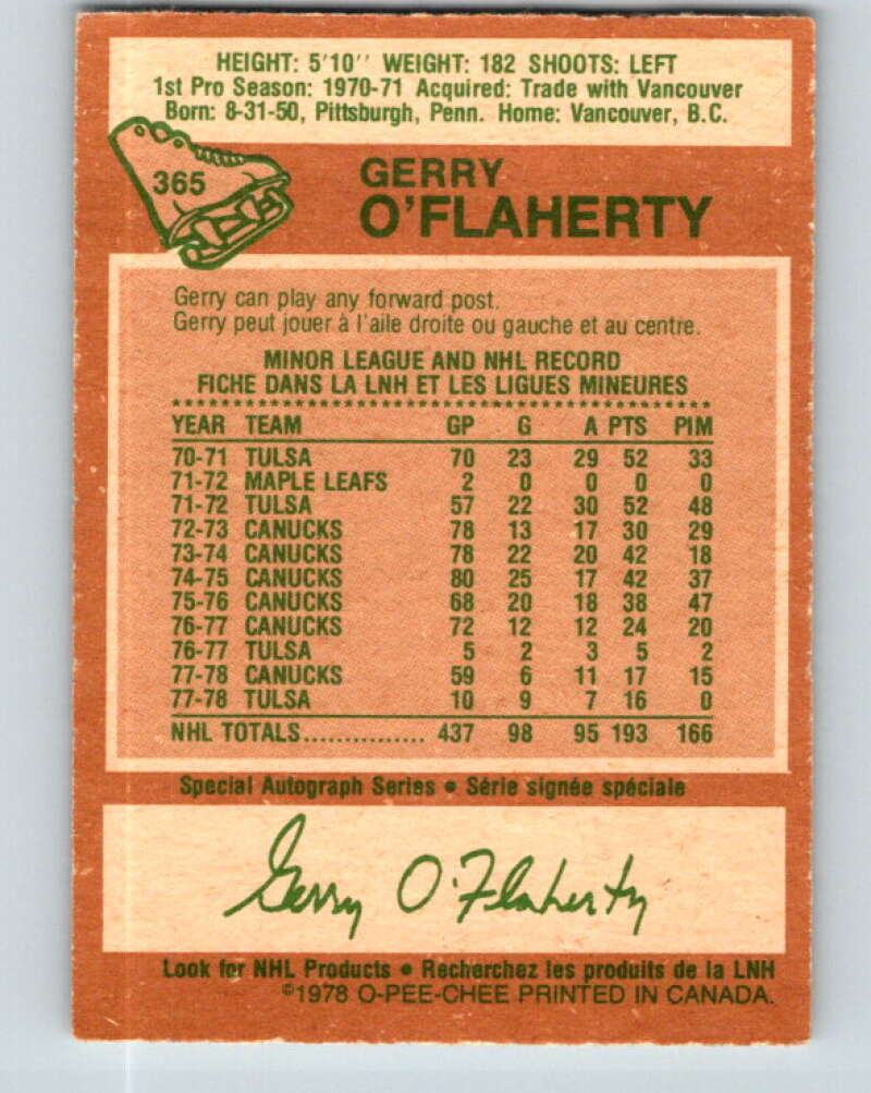 1978-79 O-Pee-Chee #365 Gerry O'Flaherty  Atlanta Flames  V26075
