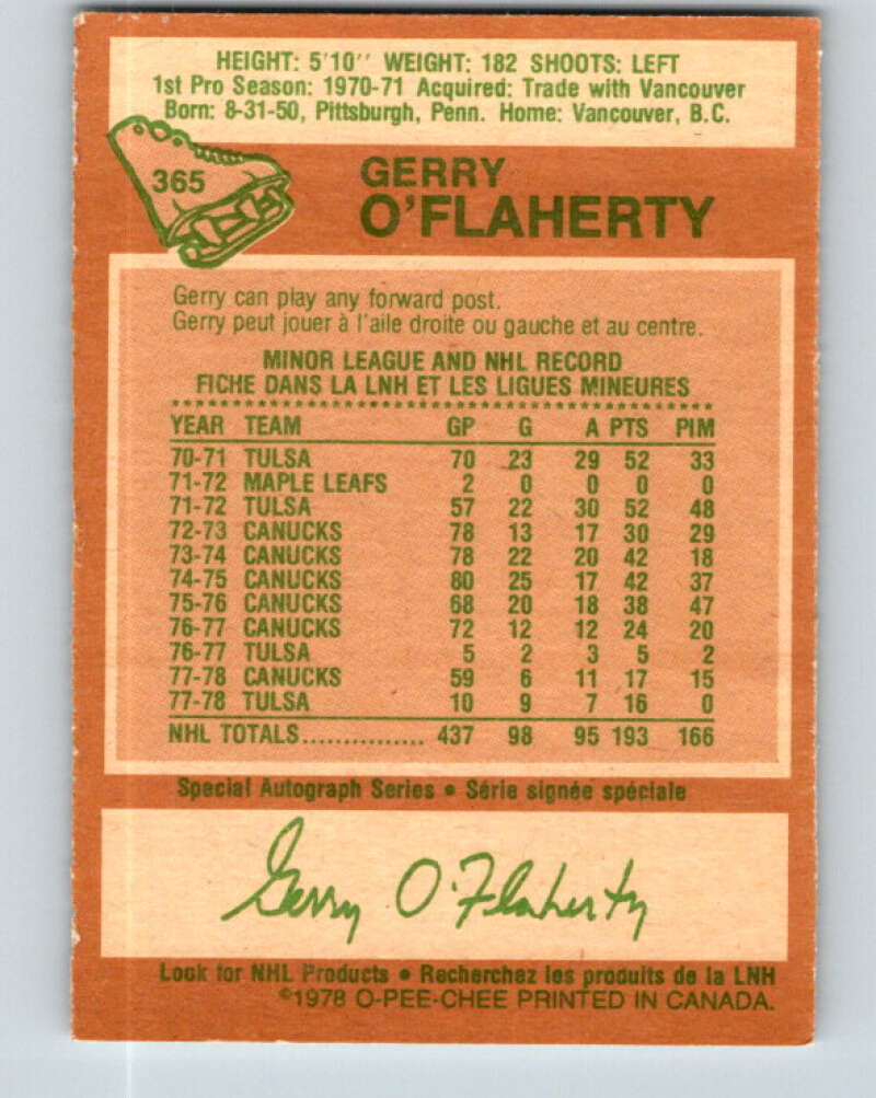1978-79 O-Pee-Chee #365 Gerry O'Flaherty  Atlanta Flames  V26076