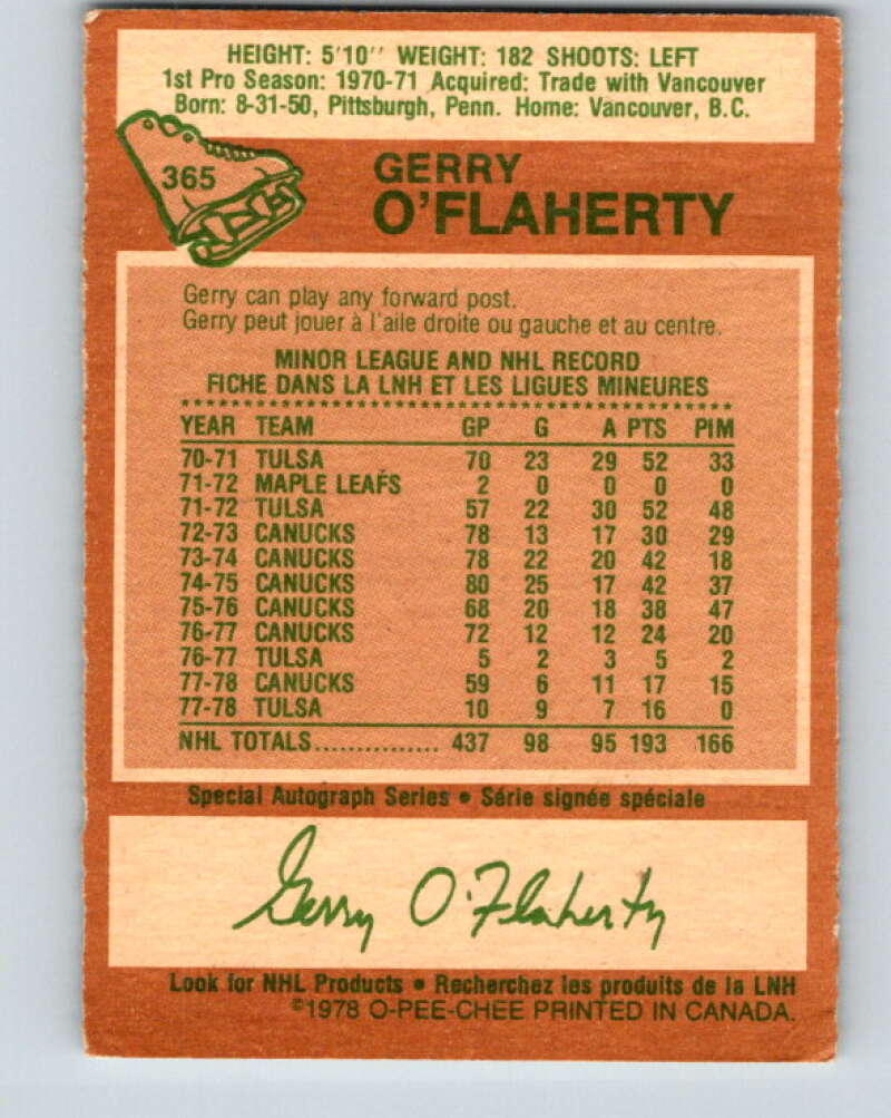 1978-79 O-Pee-Chee #365 Gerry O'Flaherty  Atlanta Flames  V26090