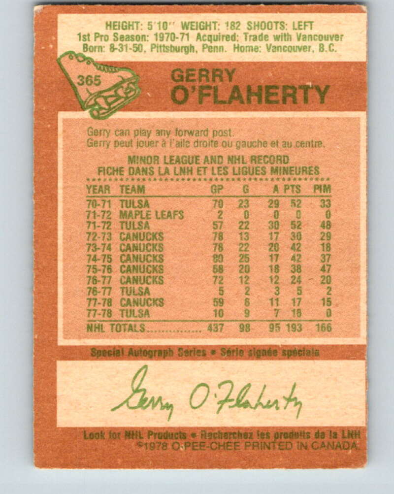 1978-79 O-Pee-Chee #365 Gerry O'Flaherty  Atlanta Flames  V26091