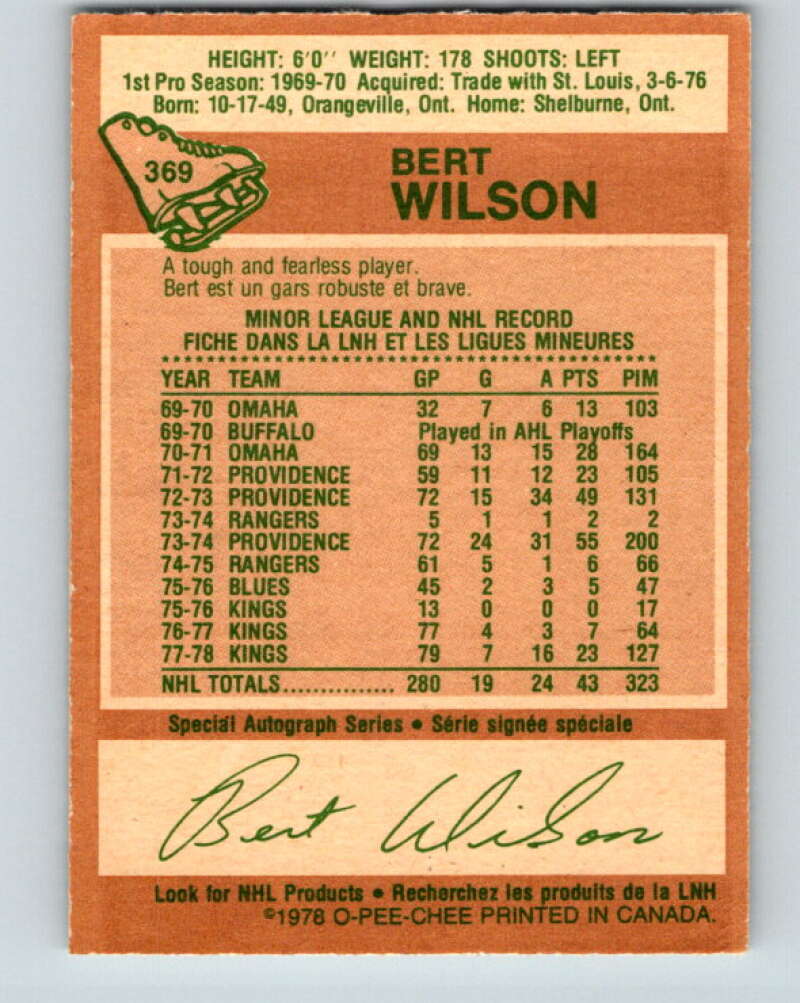 1978-79 O-Pee-Chee #369 Bert Wilson  Los Angeles Kings  V26137