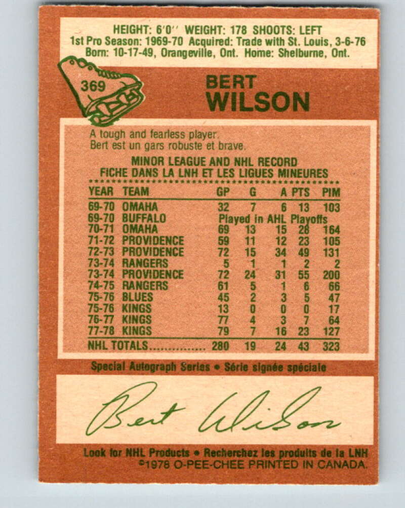 1978-79 O-Pee-Chee #369 Bert Wilson  Los Angeles Kings  V26144