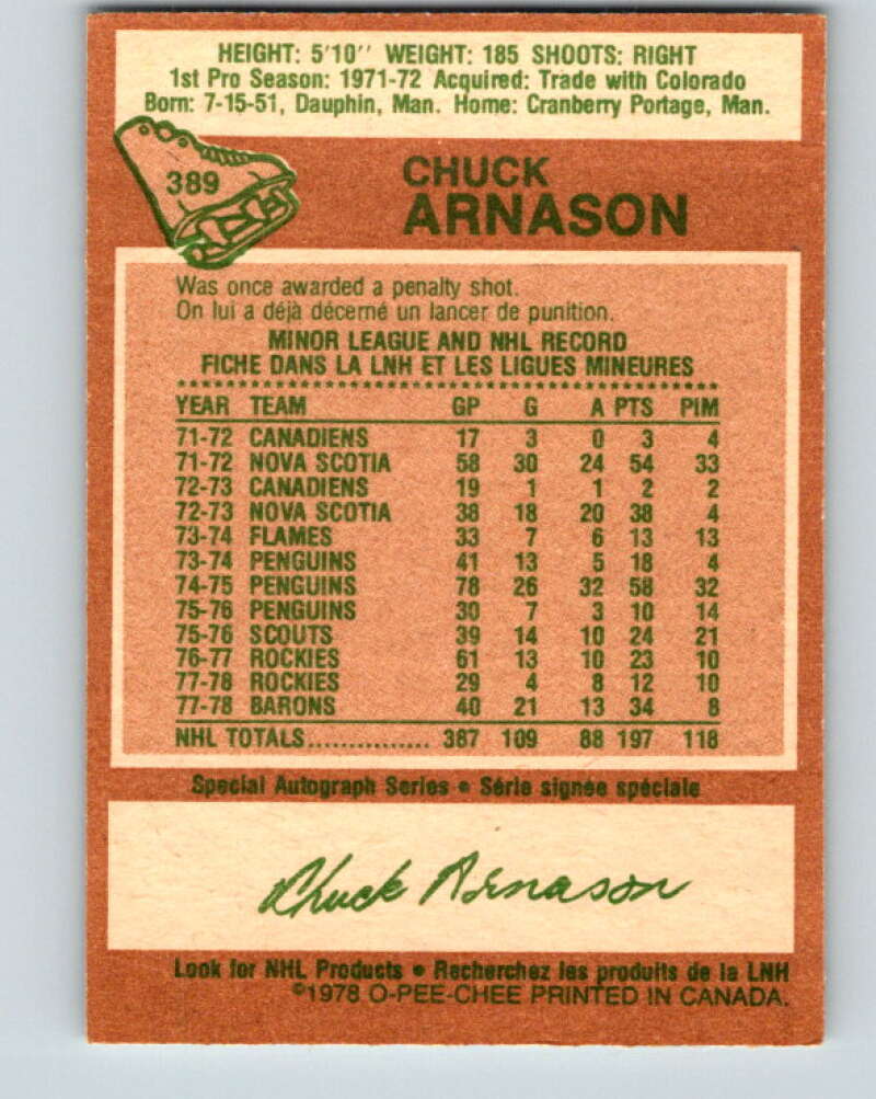 1978-79 O-Pee-Chee #389 Chuck Arnason  North Stars  V26425