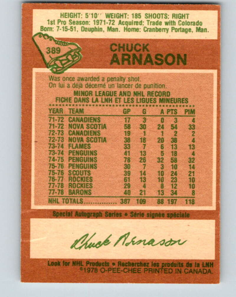 1978-79 O-Pee-Chee #389 Chuck Arnason  North Stars  V26426
