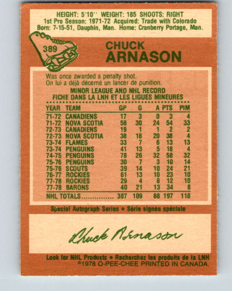 1978-79 O-Pee-Chee #389 Chuck Arnason  North Stars  V26430