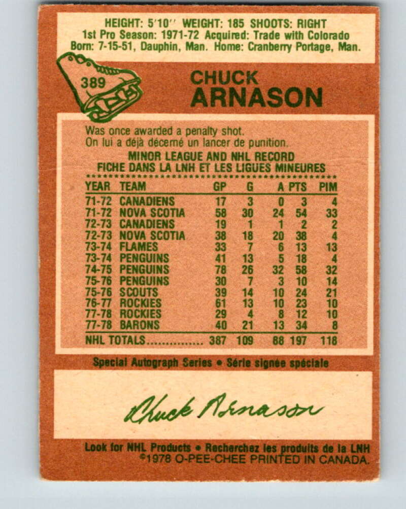 1978-79 O-Pee-Chee #389 Chuck Arnason  North Stars  V26433