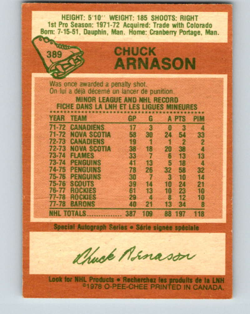 1978-79 O-Pee-Chee #389 Chuck Arnason  North Stars  V26438