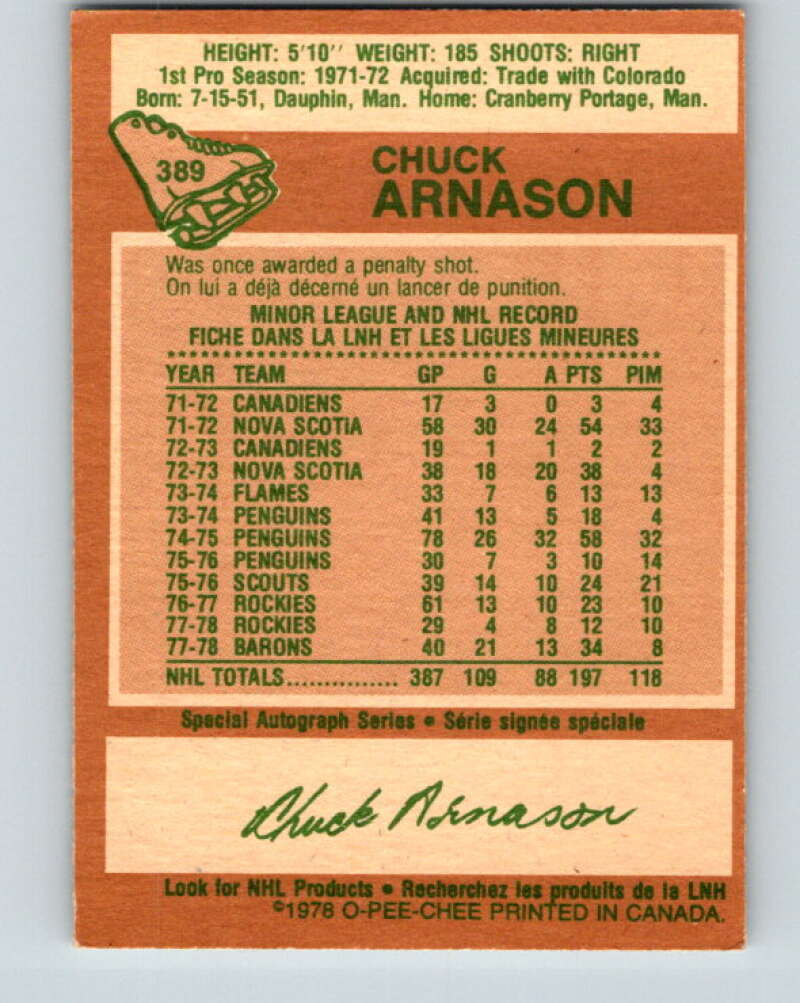 1978-79 O-Pee-Chee #389 Chuck Arnason  North Stars  V26439