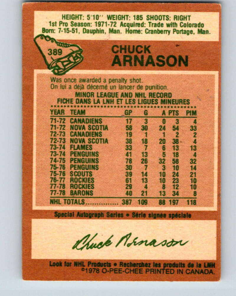 1978-79 O-Pee-Chee #389 Chuck Arnason  North Stars  V26440