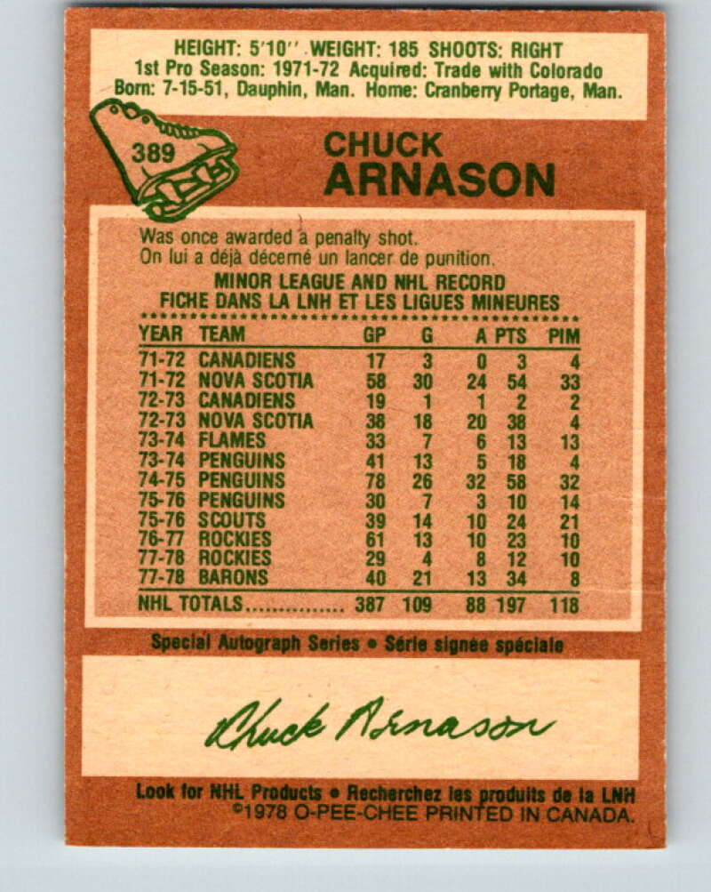 1978-79 O-Pee-Chee #389 Chuck Arnason  North Stars  V26441