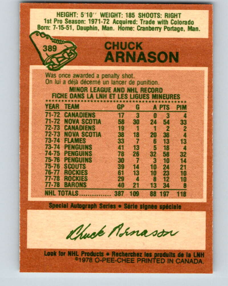 1978-79 O-Pee-Chee #389 Chuck Arnason  North Stars  V26442