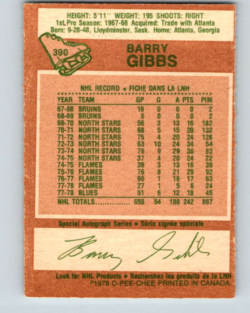 1978-79 O-Pee-Chee #390 Barry Gibbs  St. Louis Blues  V26446
