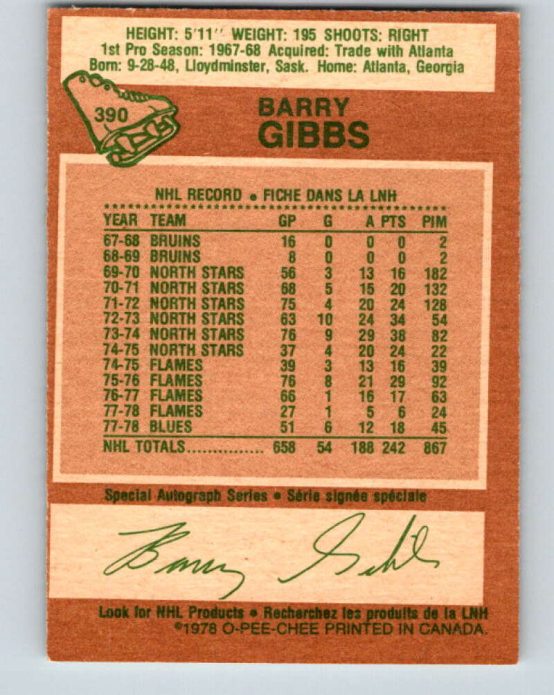 1978-79 O-Pee-Chee #390 Barry Gibbs  St. Louis Blues  V26449