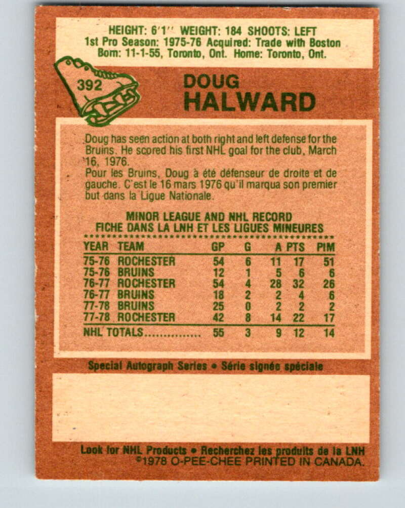 1978-79 O-Pee-Chee #392 Doug Halward  Los Angeles Kings  V26485