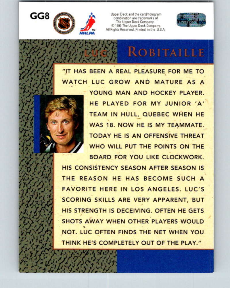 1993-94 Upper Deck Gretzky's Great Ones #GG8 Luc Robitaille Kings  V26648