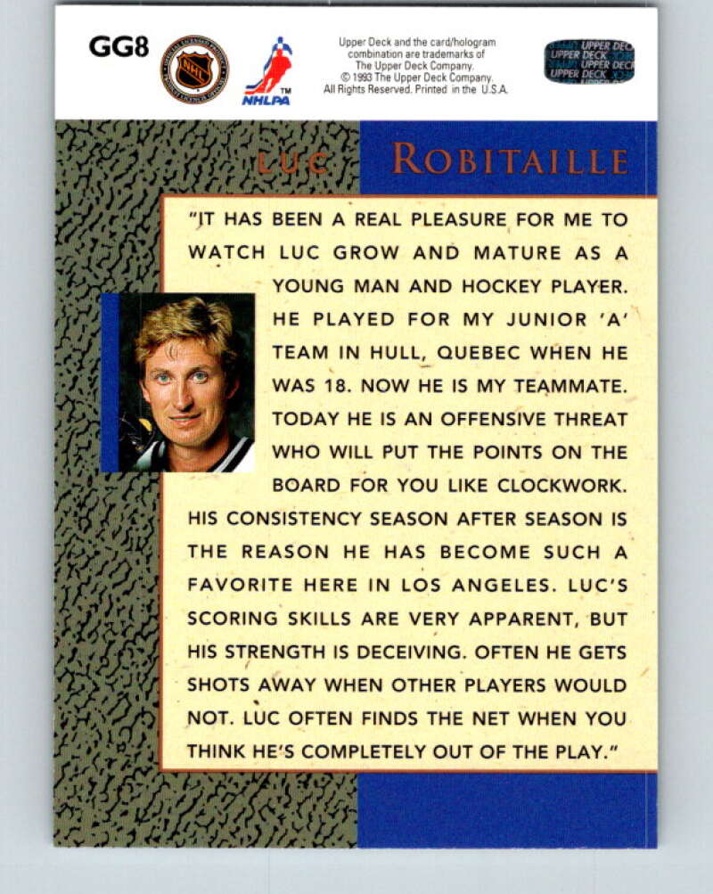 1993-94 Upper Deck Gretzky's Great Ones #GG8 Luc Robitaille Kings  V26649