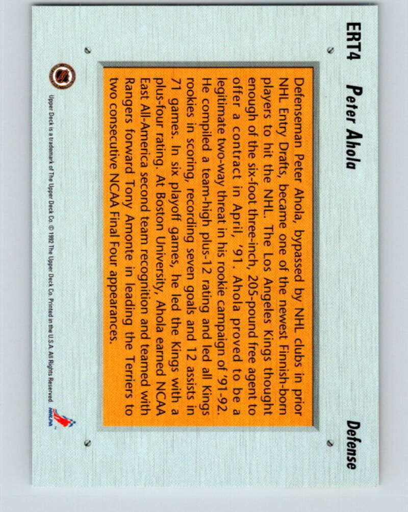 1992-93 Upper Deck Euro-Rookie Team #ERT4 Peter Ahola   V26658