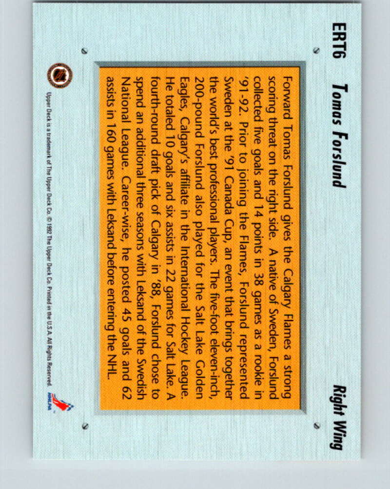 1992-93 Upper Deck Euro-Rookie Team #ERT6 Tomas Forslund   V26662