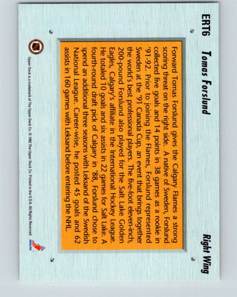 1992-93 Upper Deck Euro-Rookie Team #ERT6 Tomas Forslund   V26665