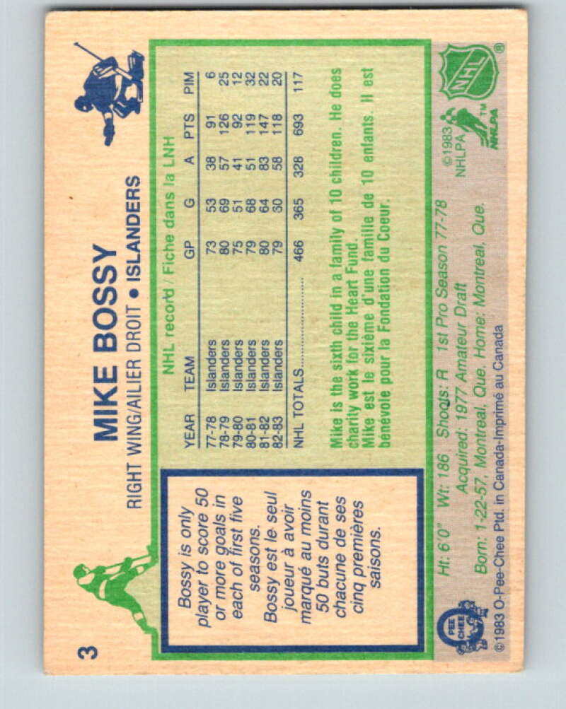 1983-84 O-Pee-Chee #3 Mike Bossy  New York Islanders  V26677