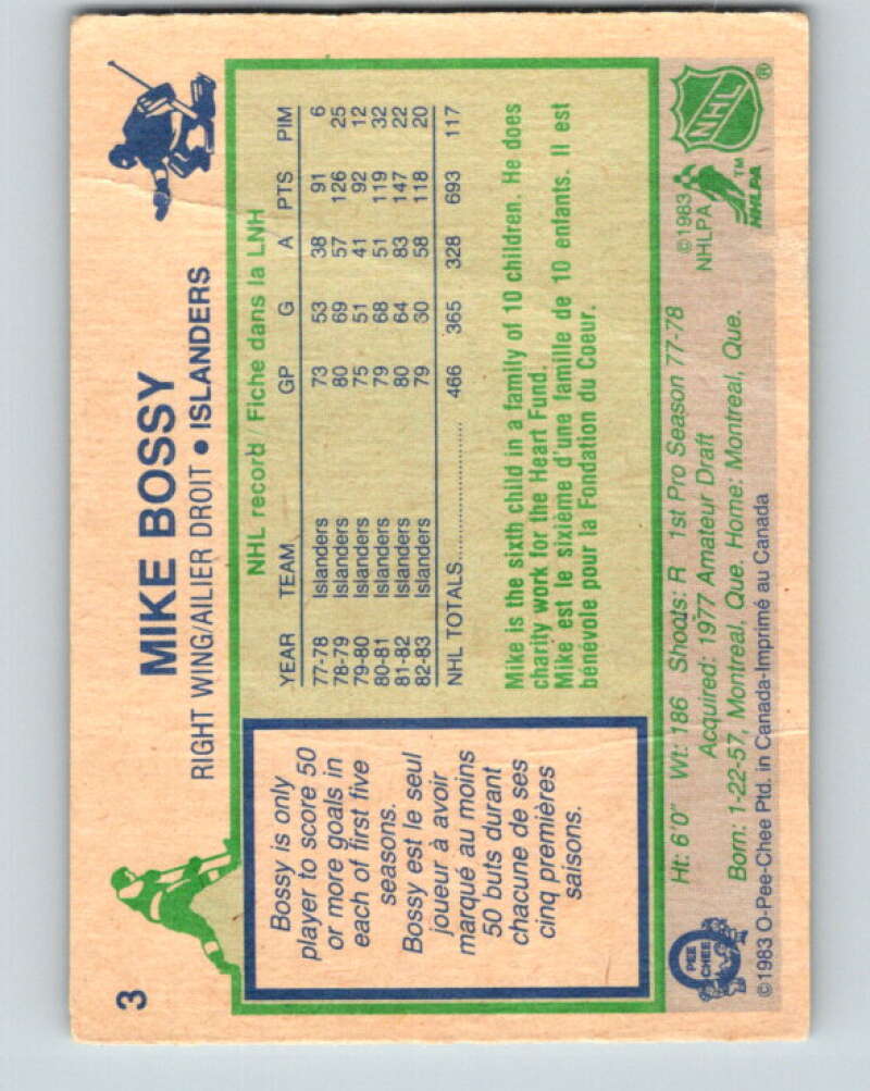 1983-84 O-Pee-Chee #3 Mike Bossy  New York Islanders  V26680