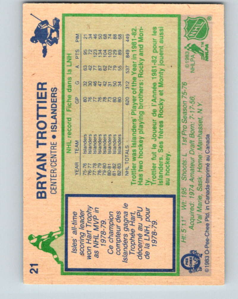 1983-84 O-Pee-Chee #21 Bryan Trottier  New York Islanders  V26758