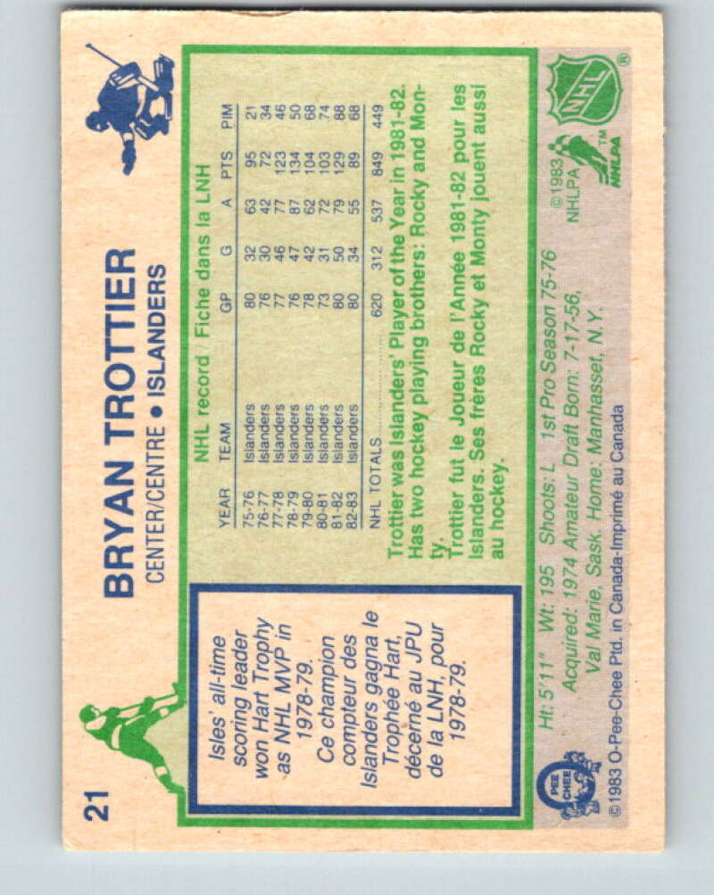 1983-84 O-Pee-Chee #21 Bryan Trottier  New York Islanders  V26759