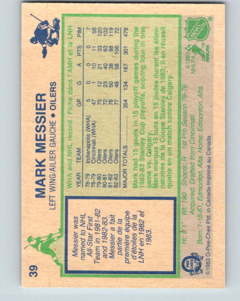 1983-84 O-Pee-Chee #39 Mark Messier  Edmonton Oilers  V26808