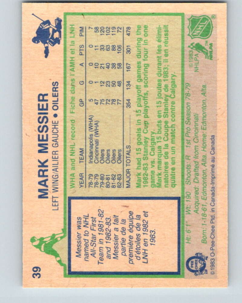1983-84 O-Pee-Chee #39 Mark Messier  Edmonton Oilers  V26810