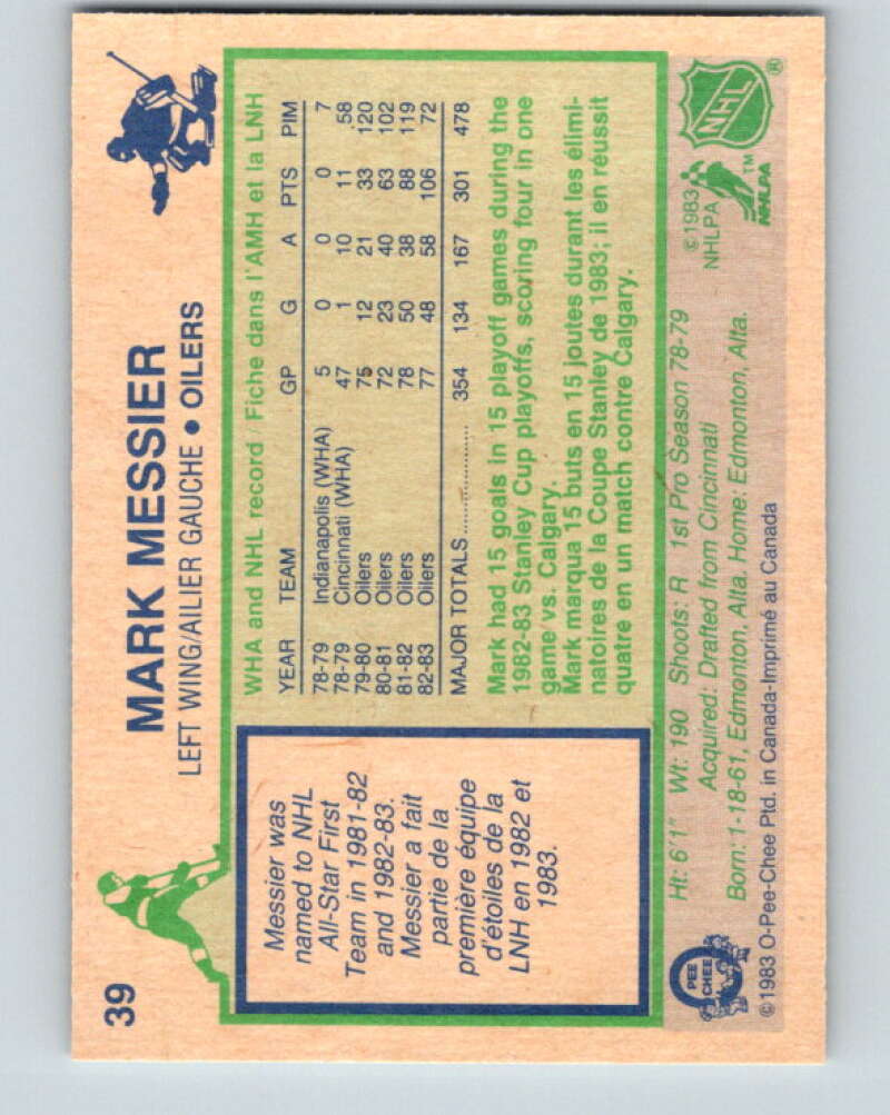 1983-84 O-Pee-Chee #39 Mark Messier  Edmonton Oilers  V26811