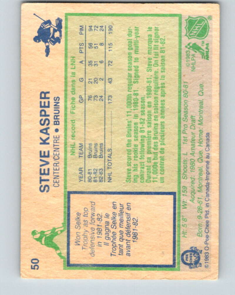 1983-84 O-Pee-Chee #50 Steve Kasper  Boston Bruins  V26845