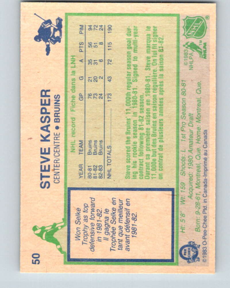 1983-84 O-Pee-Chee #50 Steve Kasper  Boston Bruins  V26851