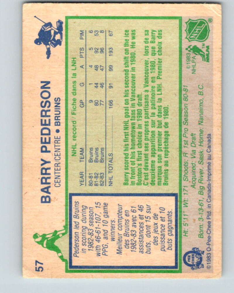 1983-84 O-Pee-Chee #57 Barry Pederson  Boston Bruins  V26869