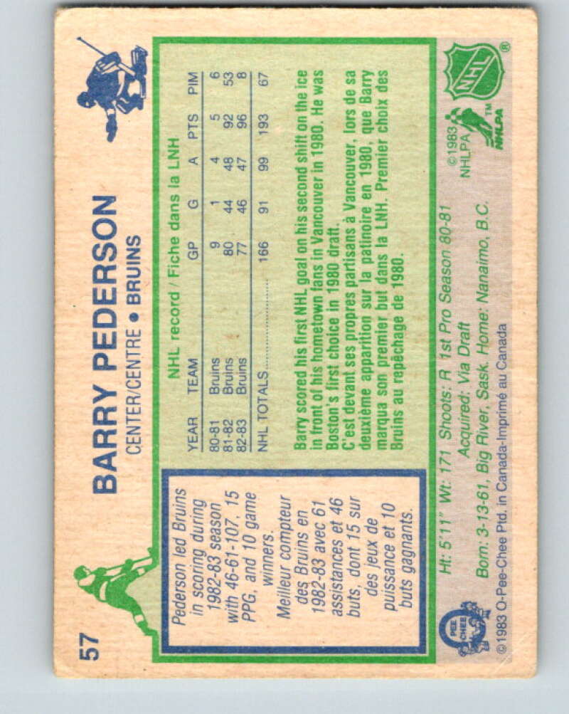 1983-84 O-Pee-Chee #57 Barry Pederson  Boston Bruins  V26870