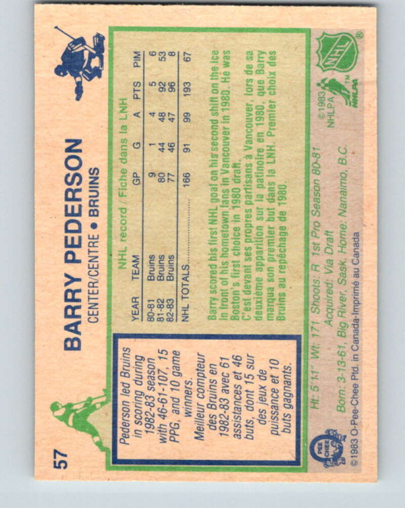 1983-84 O-Pee-Chee #57 Barry Pederson  Boston Bruins  V26871