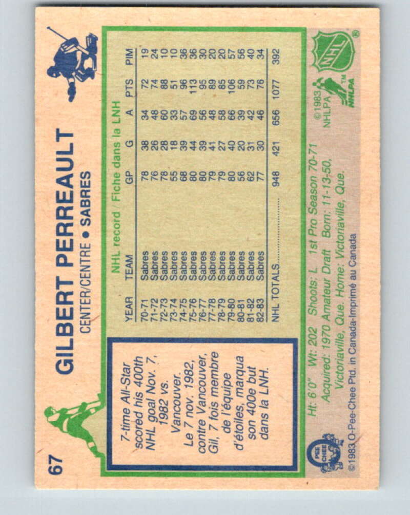 1983-84 O-Pee-Chee #67 Gilbert Perreault  Buffalo Sabres  V26908