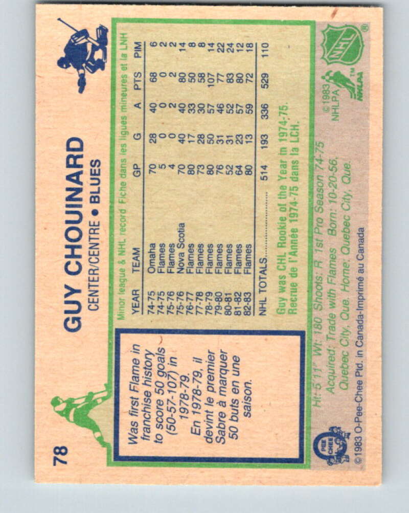 1983-84 O-Pee-Chee #78 Guy Chouinard  St. Louis Blues  V26954