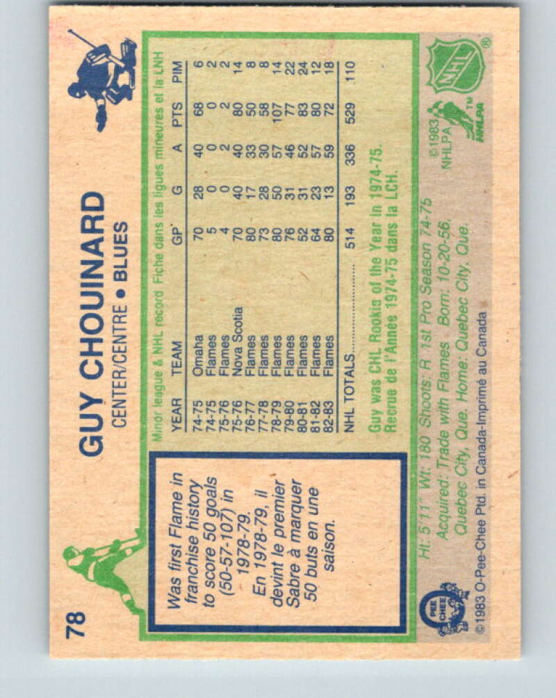 1983-84 O-Pee-Chee #78 Guy Chouinard  St. Louis Blues  V26955