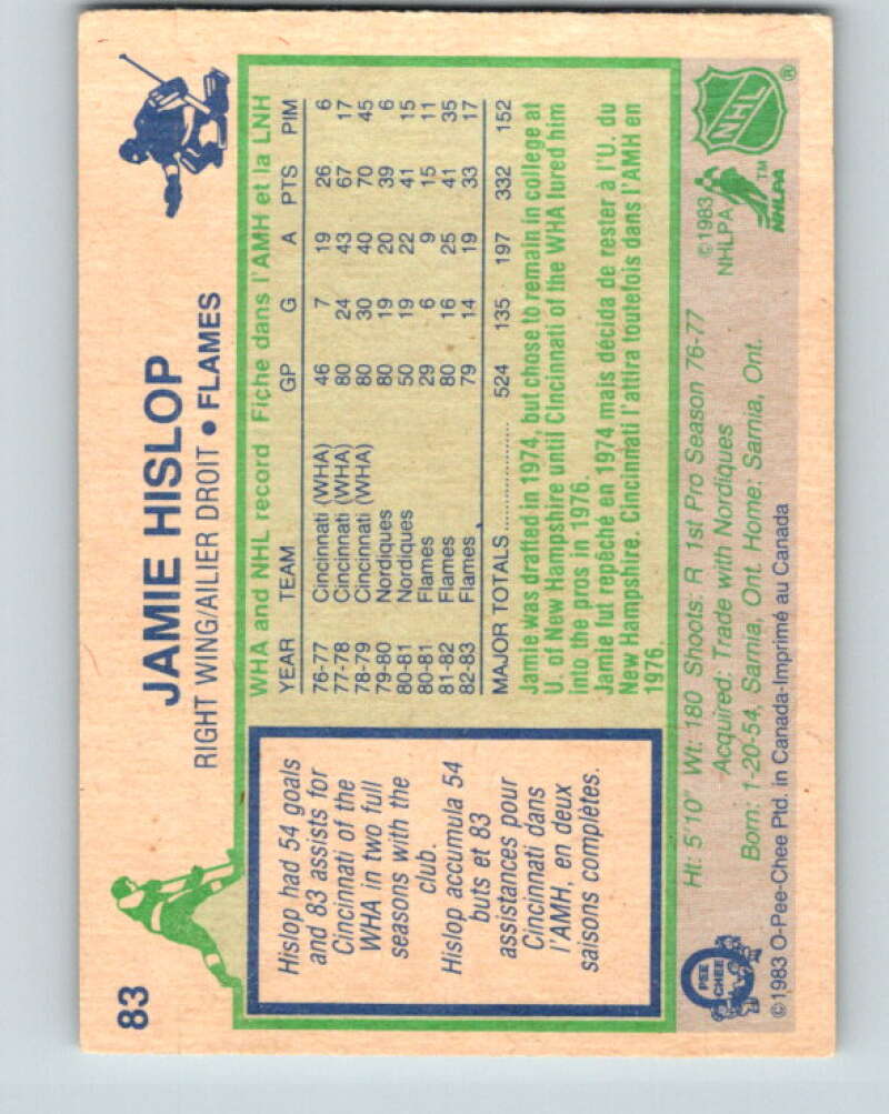 1983-84 O-Pee-Chee #83 Jamie Hislop  Calgary Flames  V26973
