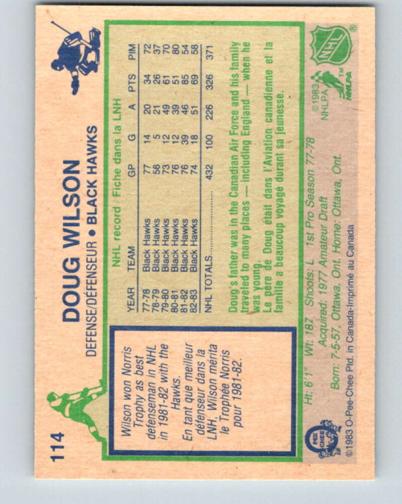1983-84 O-Pee-Chee #114 Doug Wilson  Chicago Blackhawks  V27077