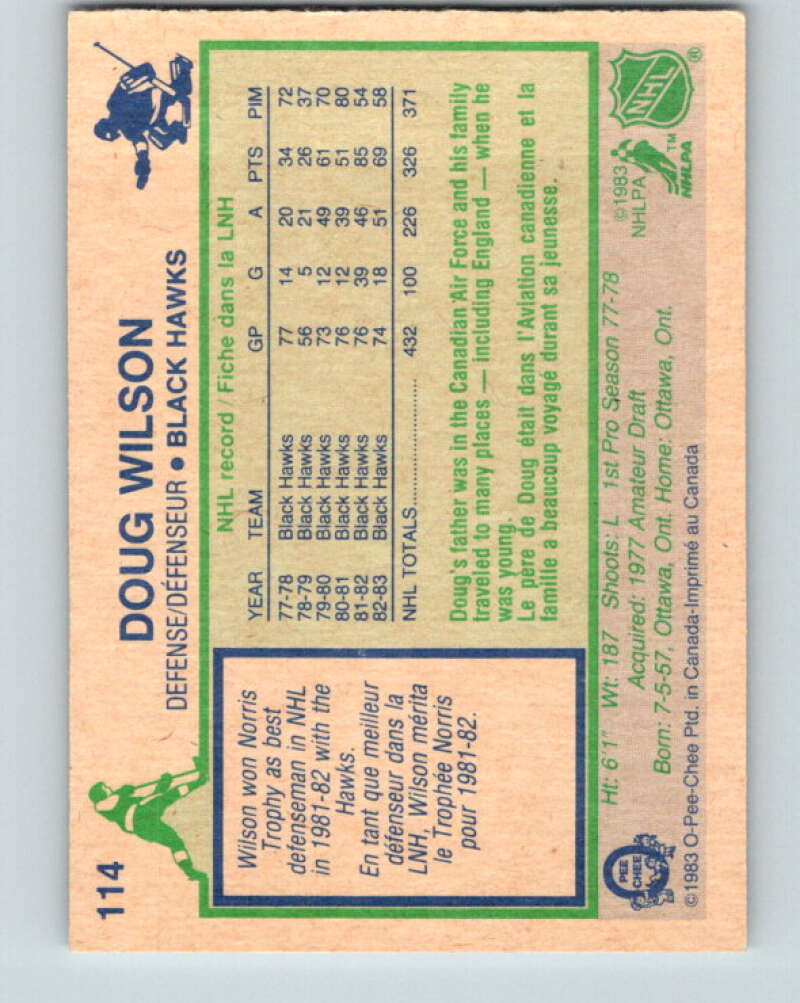 1983-84 O-Pee-Chee #114 Doug Wilson  Chicago Blackhawks  V27079