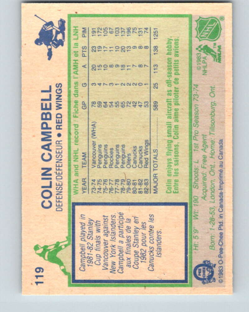 1983-84 O-Pee-Chee #119 Colin Campbell  Detroit Red Wings  V27095