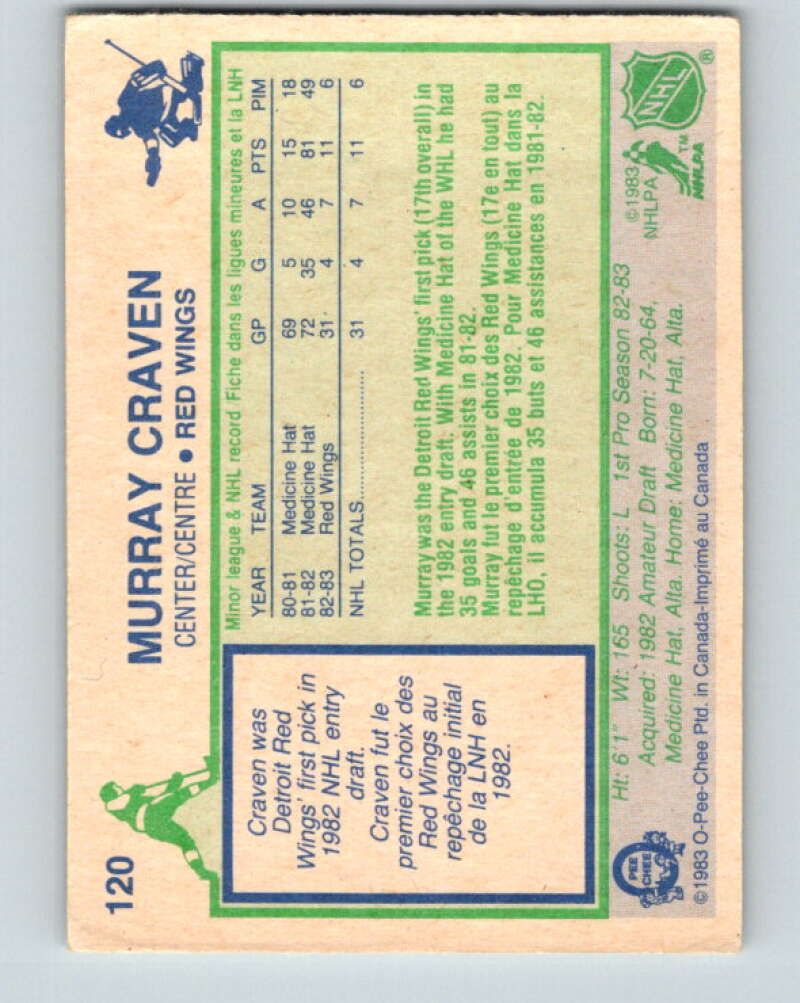 1983-84 O-Pee-Chee #120 Murray Craven RC Rookie Red Wings  V27098