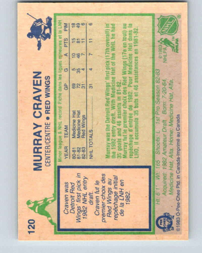 1983-84 O-Pee-Chee #120 Murray Craven RC Rookie Red Wings  V27100
