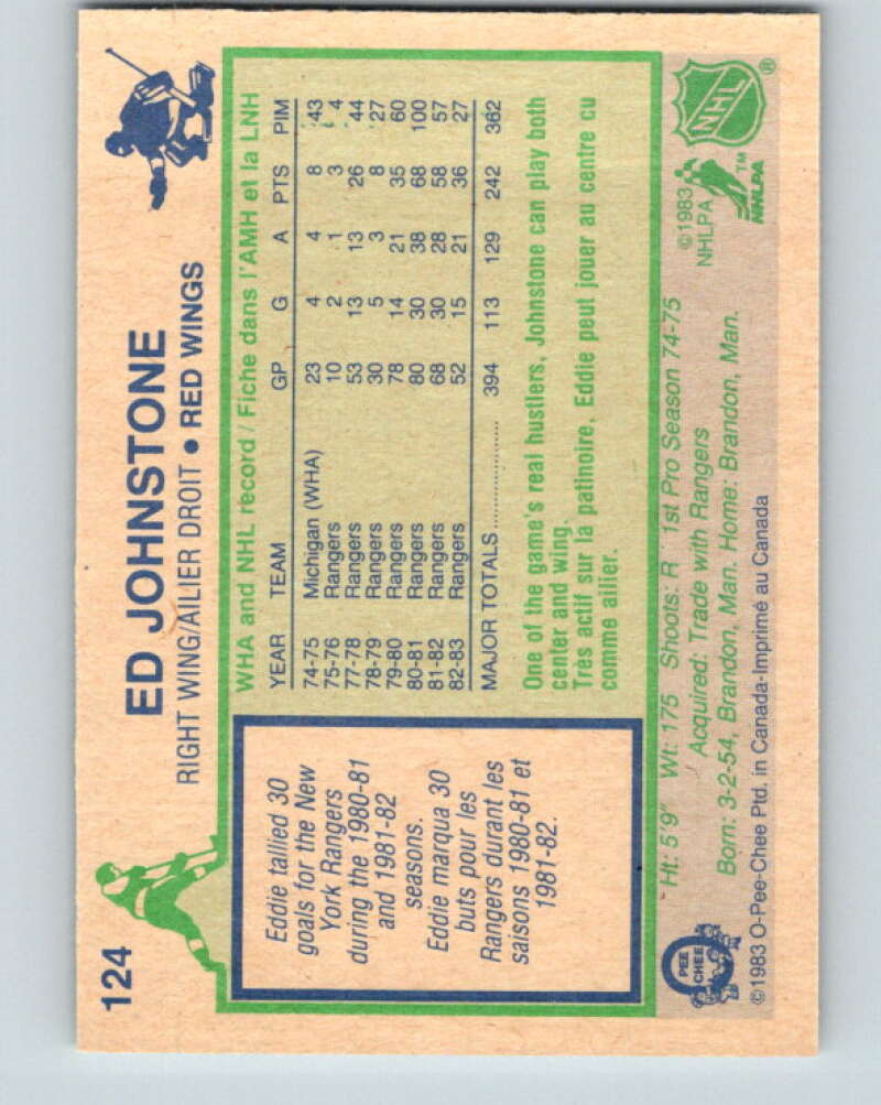 1983-84 O-Pee-Chee #124 Ed Johnstone  Detroit Red Wings  V27115