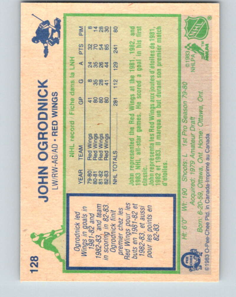 1983-84 O-Pee-Chee #128 John Ogrodnick  Detroit Red Wings  V27133