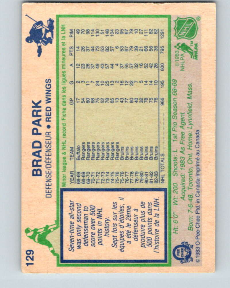 1983-84 O-Pee-Chee #129 Brad Park  Detroit Red Wings  V27137
