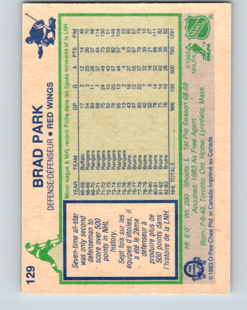 1983-84 O-Pee-Chee #129 Brad Park  Detroit Red Wings  V27140